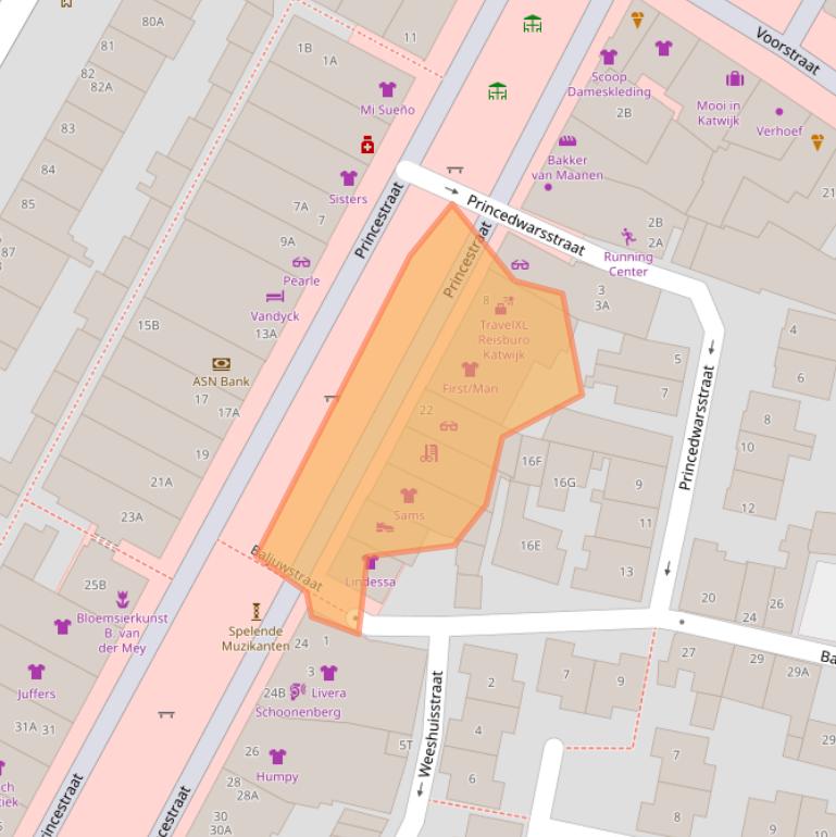 Kaart van postcodegebied 2225GB.