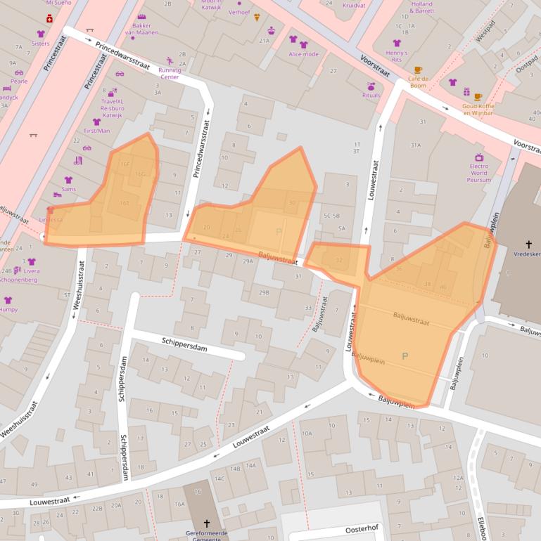 Kaart van postcodegebied 2225GG.