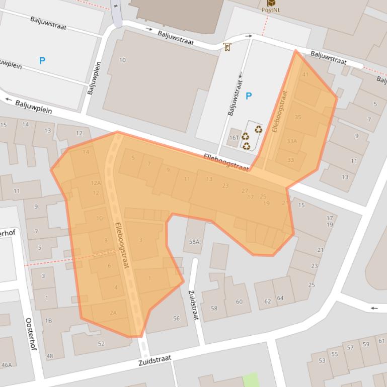 Kaart van postcodegebied 2225GK.