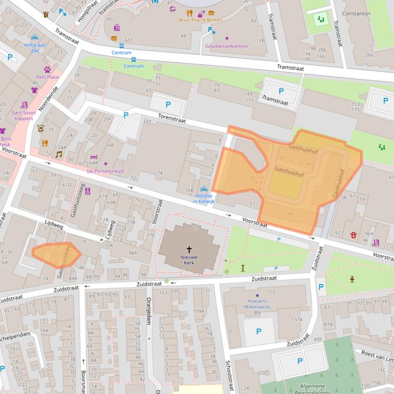 Kaart van postcodegebied 2225GP.