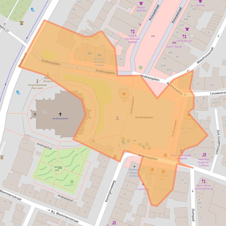 Kaart van postcodegebied 2225GR.