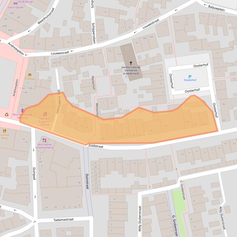 Kaart van postcodegebied 2225GW.
