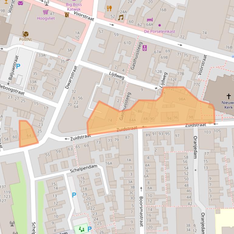 Kaart van postcodegebied 2225GZ.