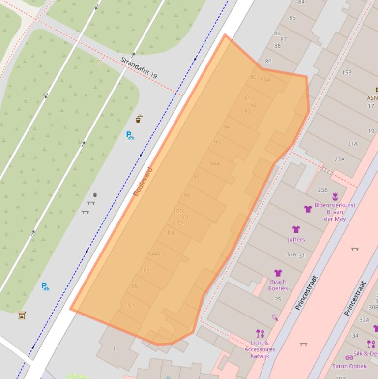 Kaart van postcodegebied 2225HB.