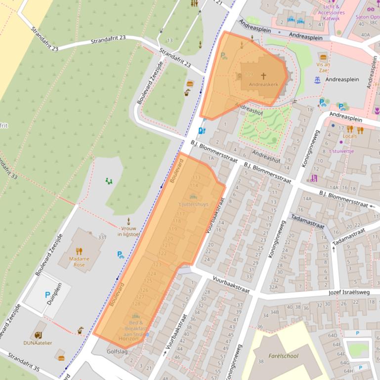 Kaart van postcodegebied 2225HC.