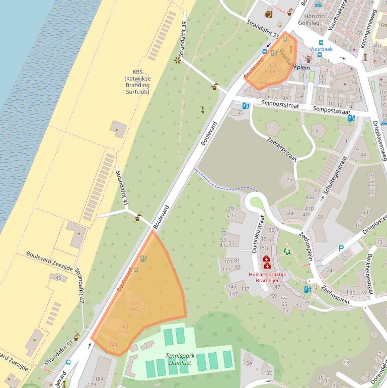 Kaart van postcodegebied 2225HD.