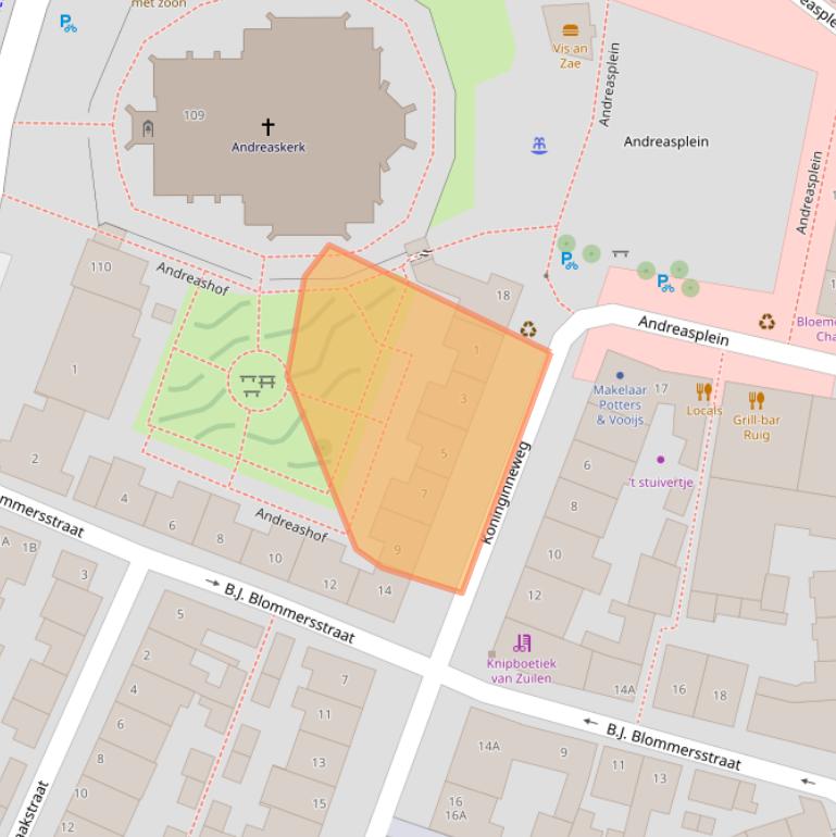 Kaart van postcodegebied 2225HG.