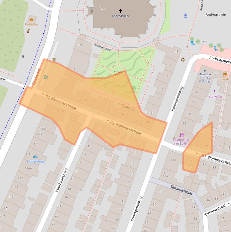 Kaart van postcodegebied 2225HL.