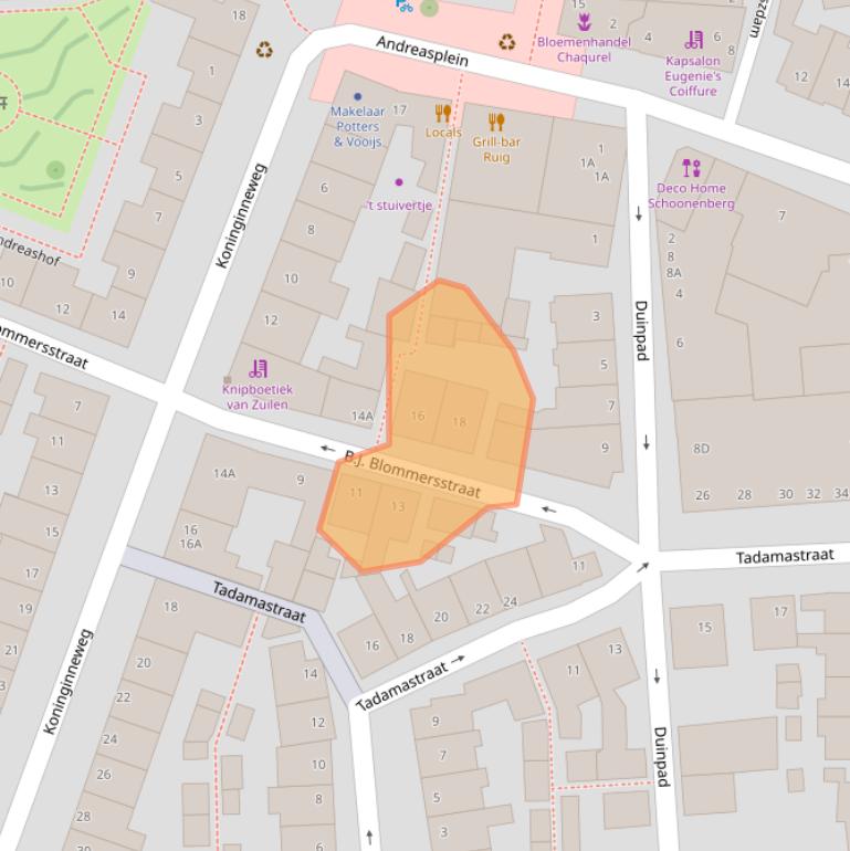 Kaart van postcodegebied 2225HM.