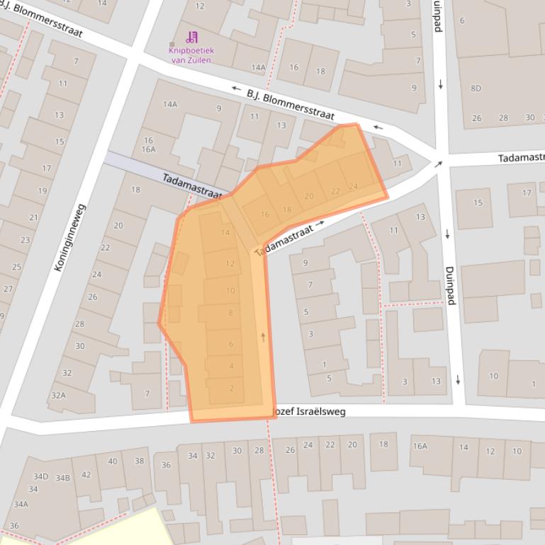 Kaart van postcodegebied 2225HS.