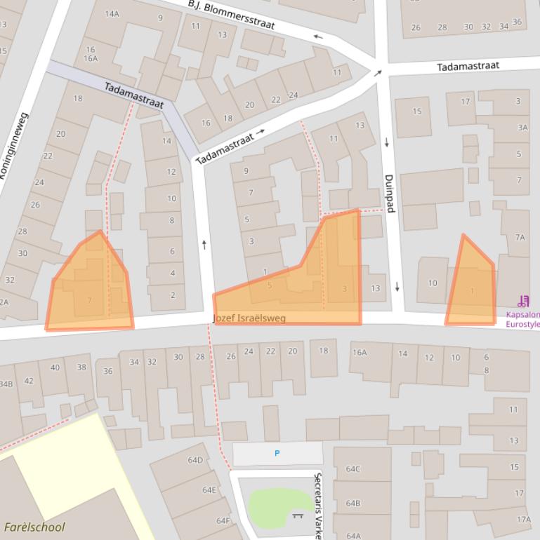 Kaart van postcodegebied 2225HW.
