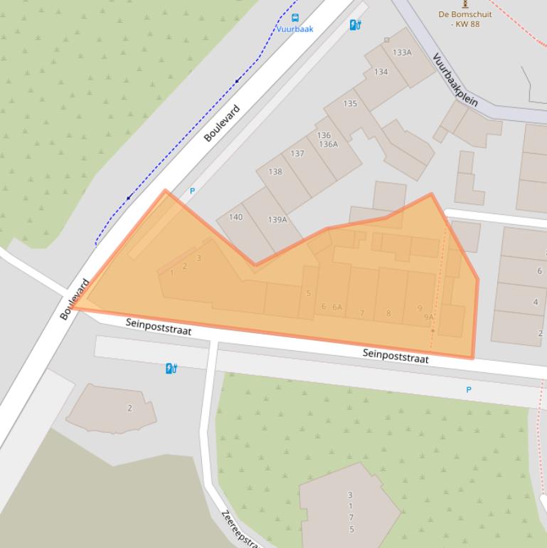 Kaart van postcodegebied 2225JE.