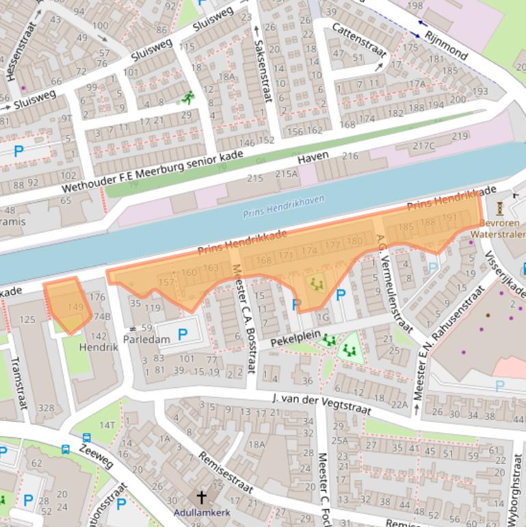 Kaart van postcodegebied 2225JT.
