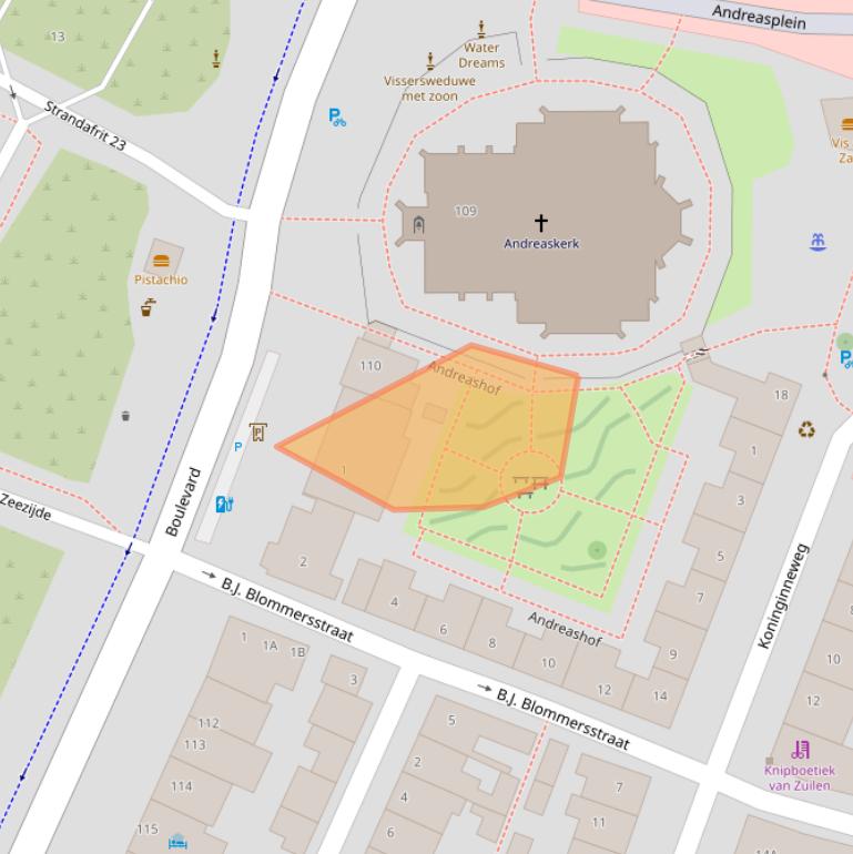 Kaart van postcodegebied 2225JZ.