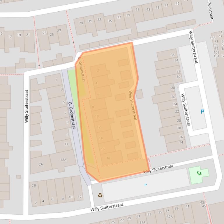 Kaart van postcodegebied 2225KB.