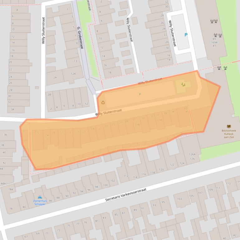 Kaart van postcodegebied 2225KC.