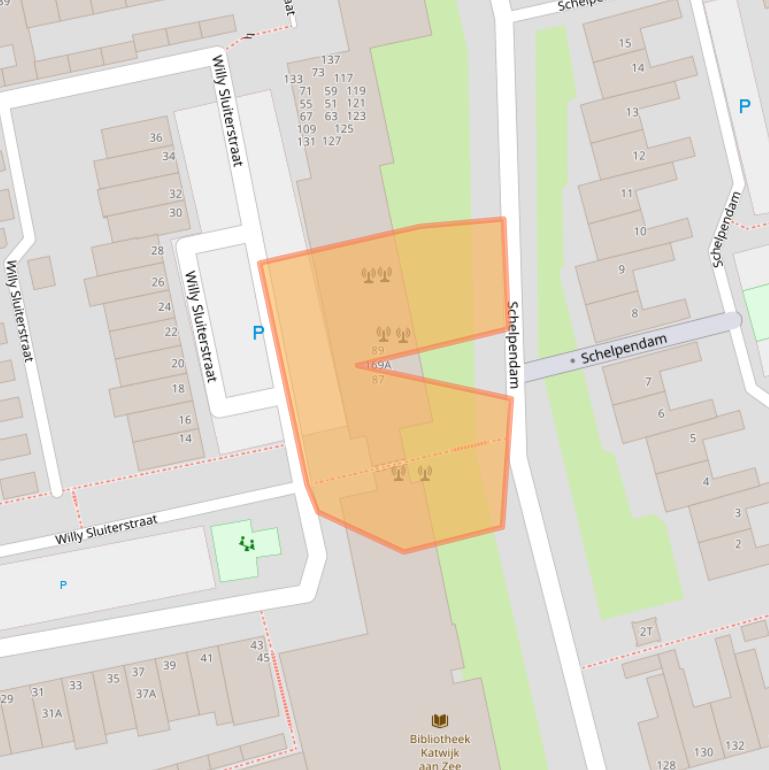 Kaart van postcodegebied 2225KE.