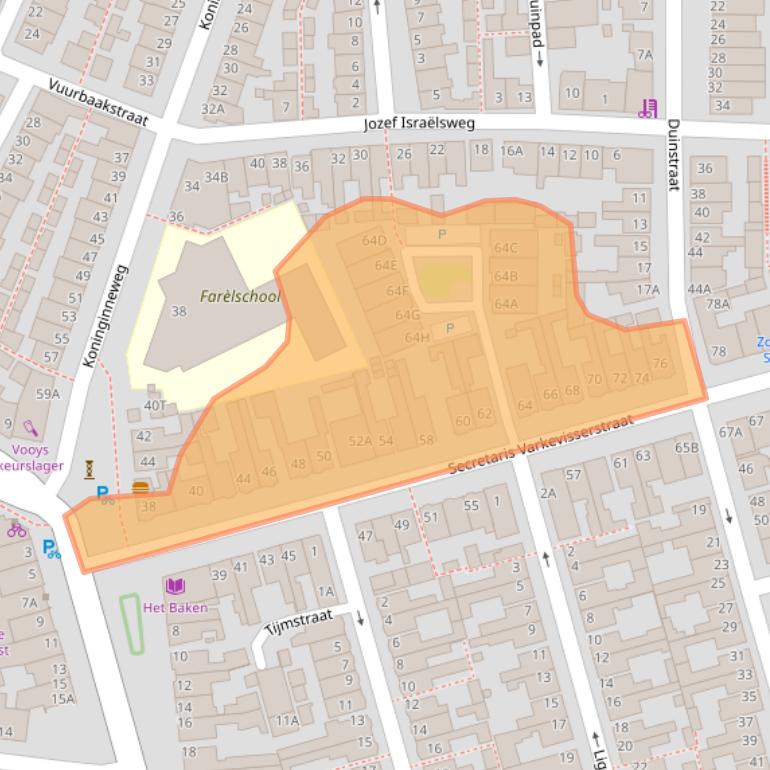 Kaart van postcodegebied 2225LE.