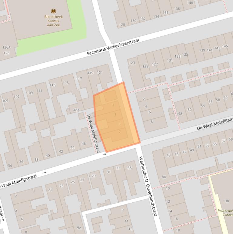 Kaart van postcodegebied 2225LN.