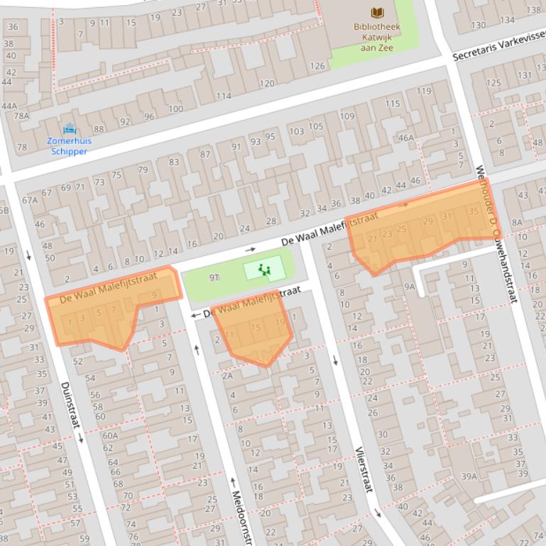 Kaart van postcodegebied 2225LT.
