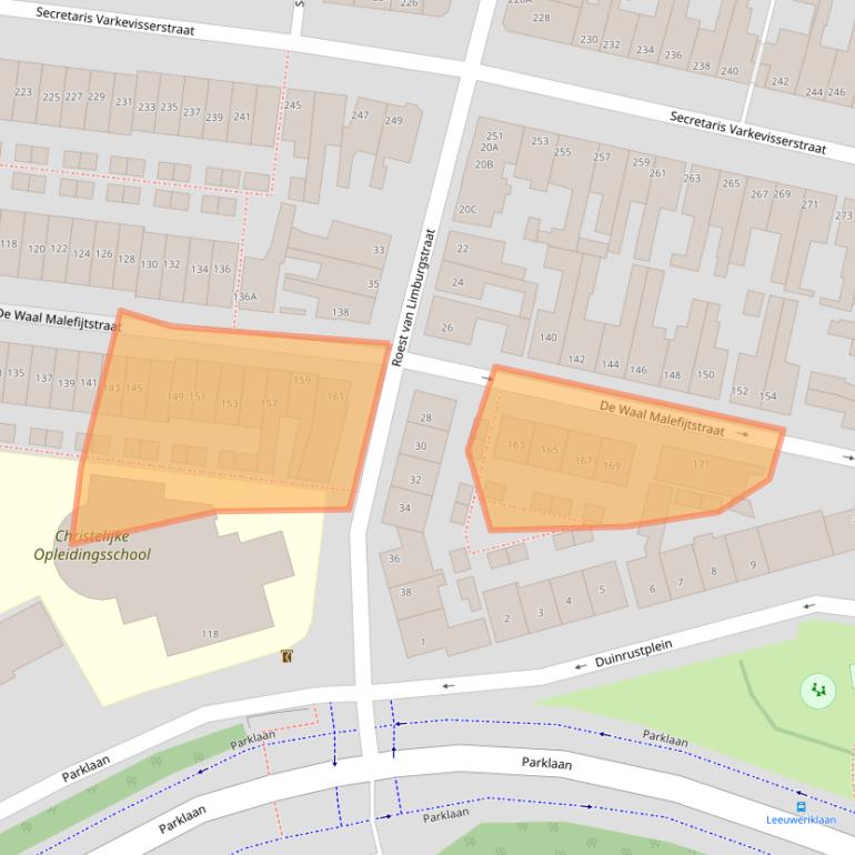 Kaart van postcodegebied 2225LZ.