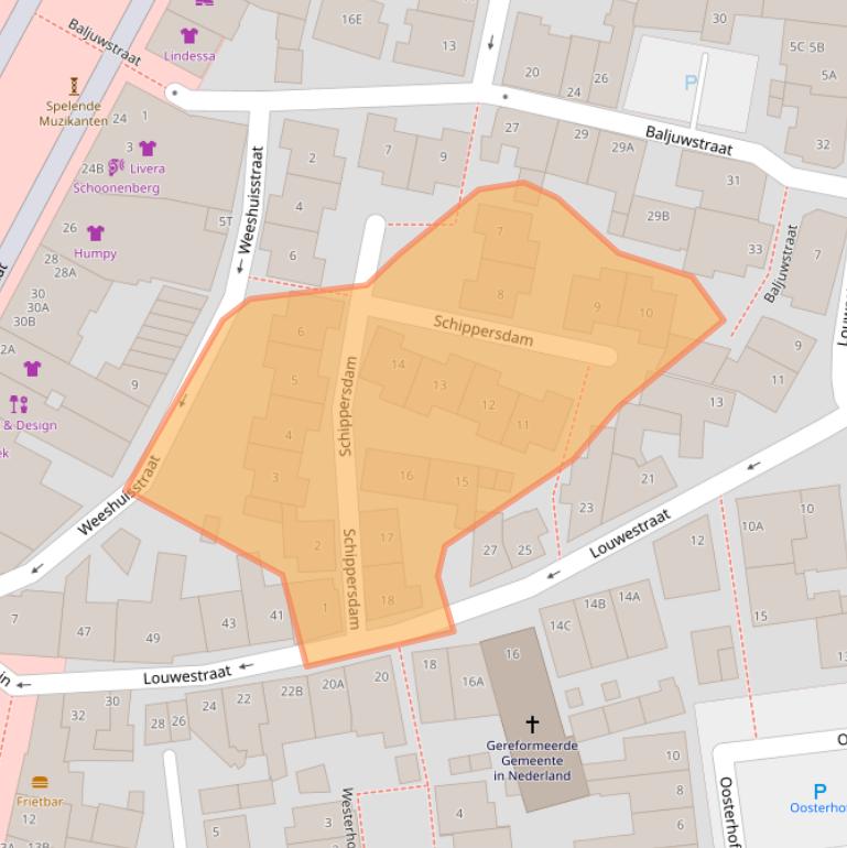 Kaart van postcodegebied 2225MB.