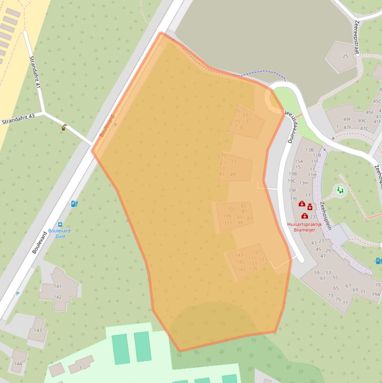 Kaart van postcodegebied 2225MH.