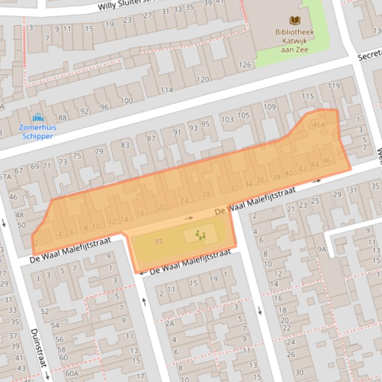 Kaart van postcodegebied 2225NA.