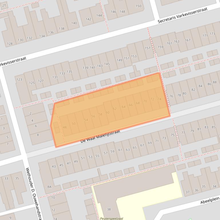 Kaart van postcodegebied 2225NB.