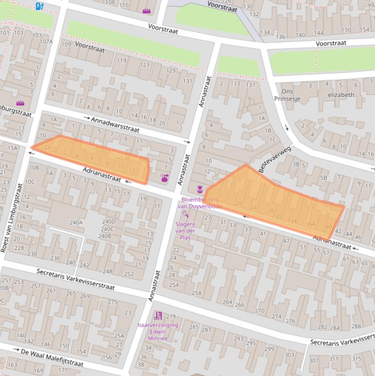 Kaart van postcodegebied 2225NX.
