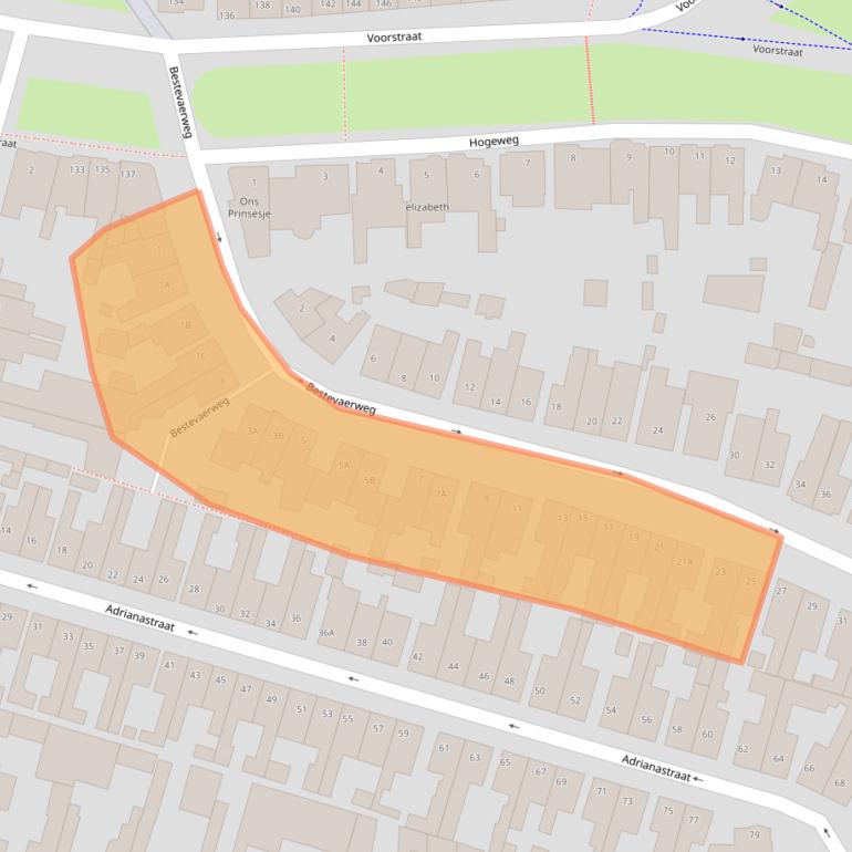 Kaart van postcodegebied 2225PA.