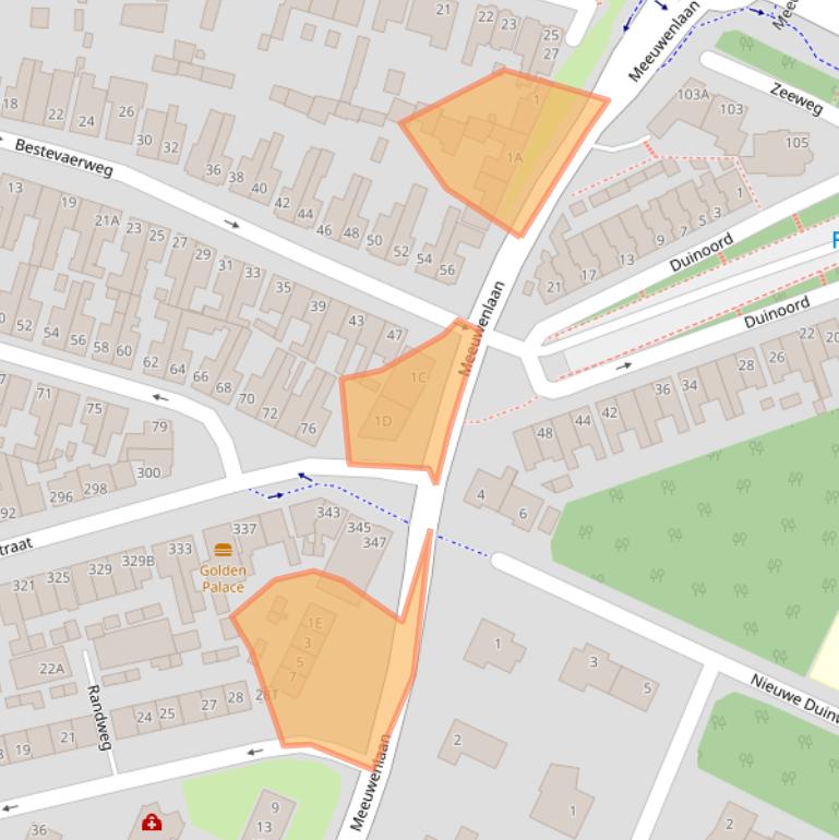 Kaart van postcodegebied 2225PD.