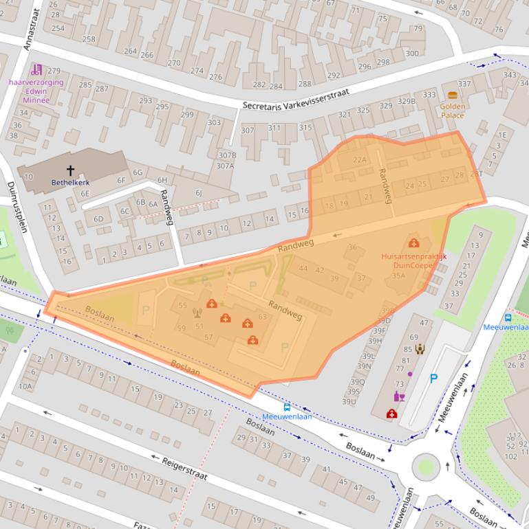 Kaart van postcodegebied 2225PJ.