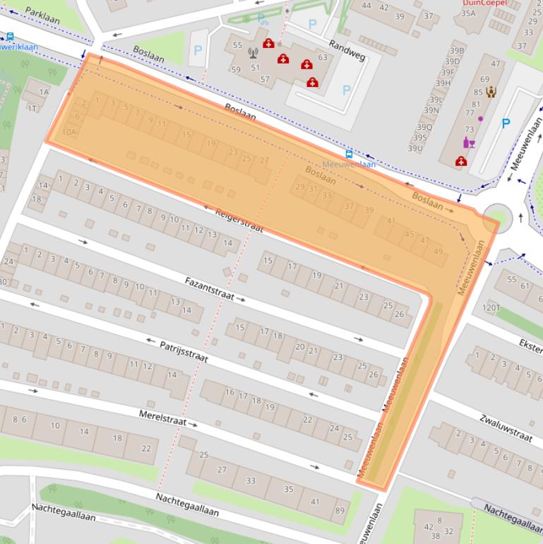 Kaart van postcodegebied 2225PL.