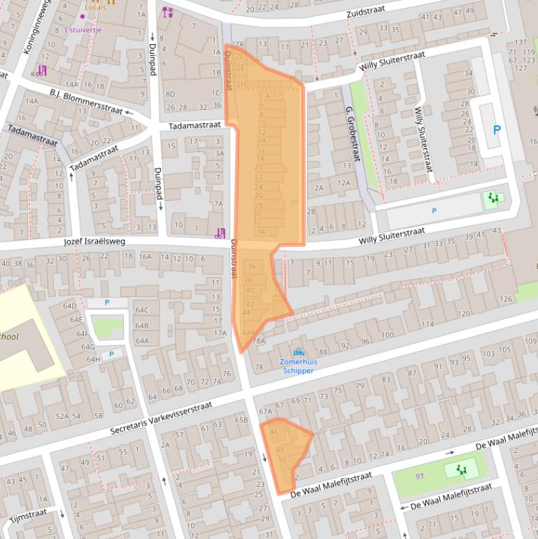 Kaart van postcodegebied 2225RC.
