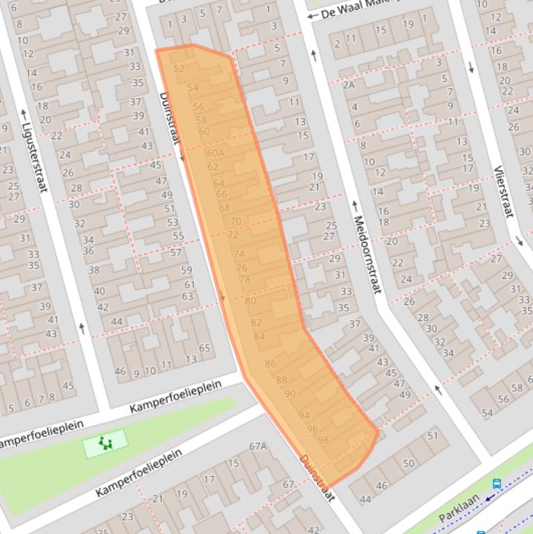 Kaart van postcodegebied 2225RD.