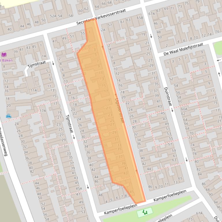 Kaart van postcodegebied 2225RE.