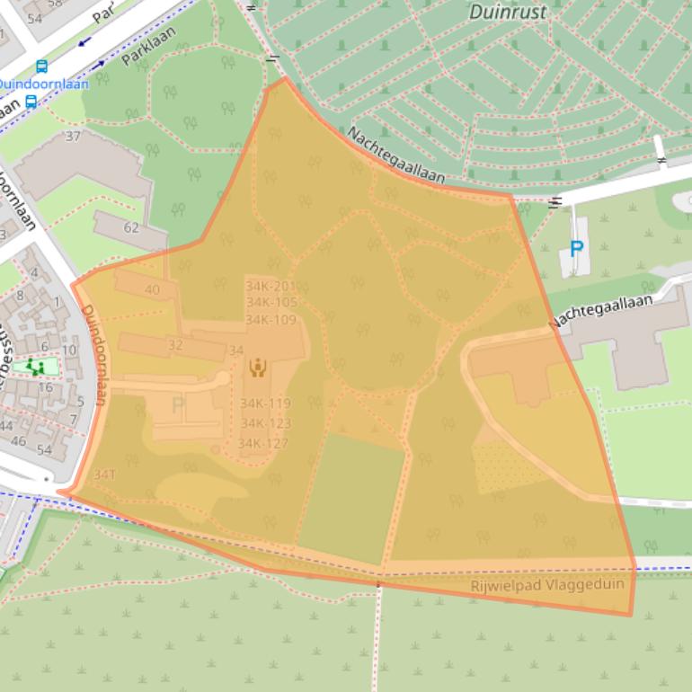 Kaart van postcodegebied 2225RT.