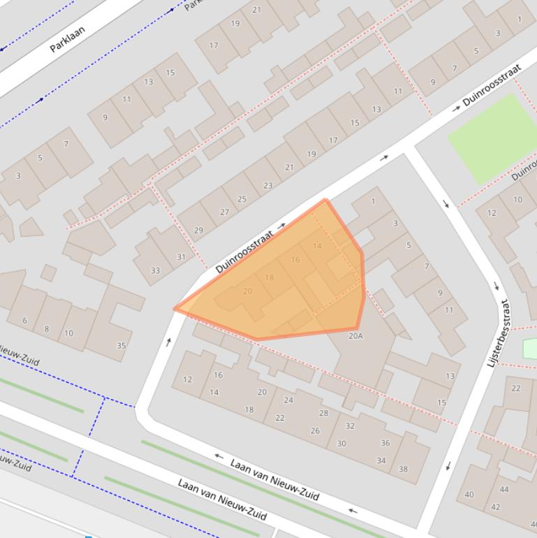 Kaart van postcodegebied 2225RZ.