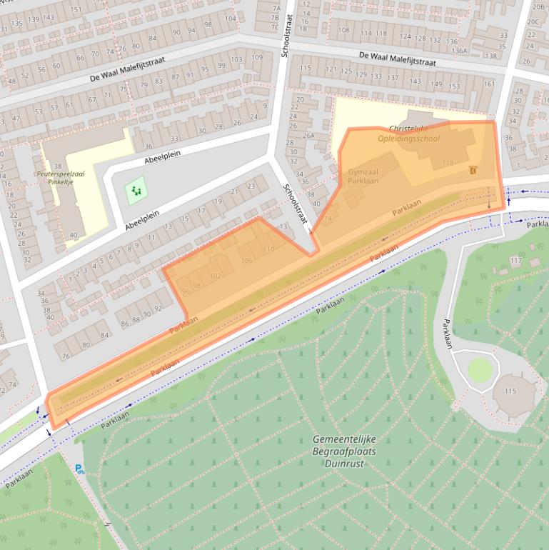 Kaart van postcodegebied 2225SW.