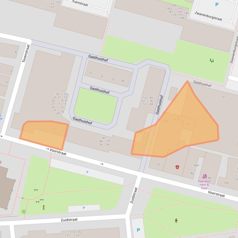 Kaart van postcodegebied 2225SZ.
