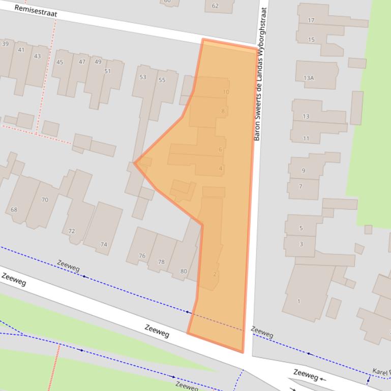 Kaart van postcodegebied 2225TE.