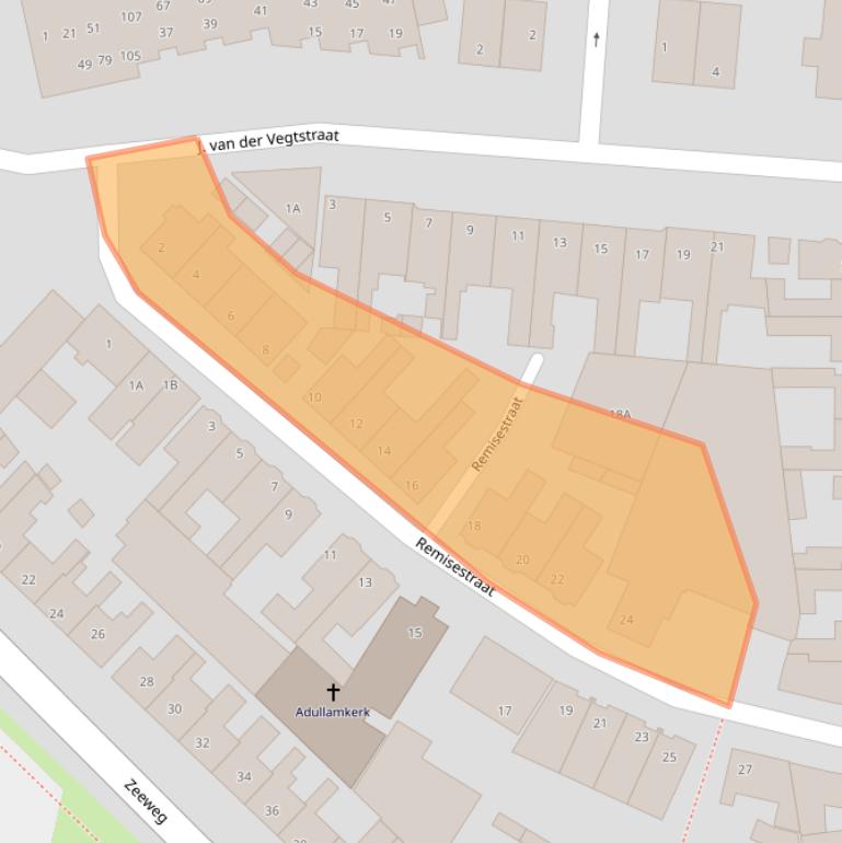 Kaart van postcodegebied 2225TJ.