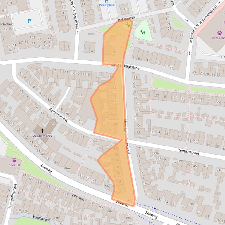Kaart van postcodegebied 2225TN.