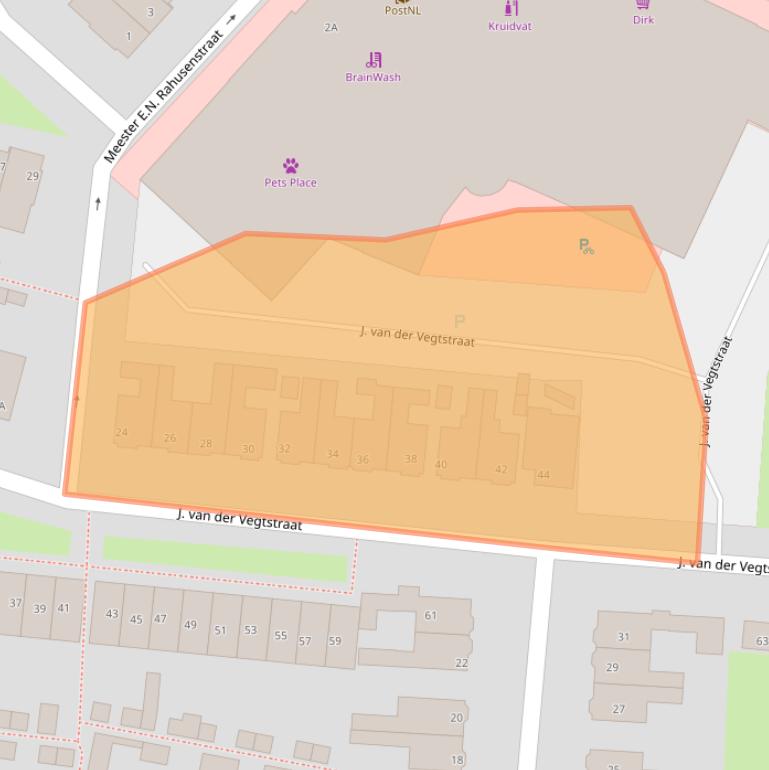 Kaart van postcodegebied 2225TT.