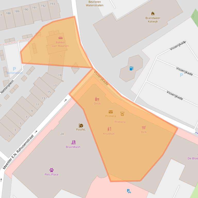 Kaart van postcodegebied 2225TV.