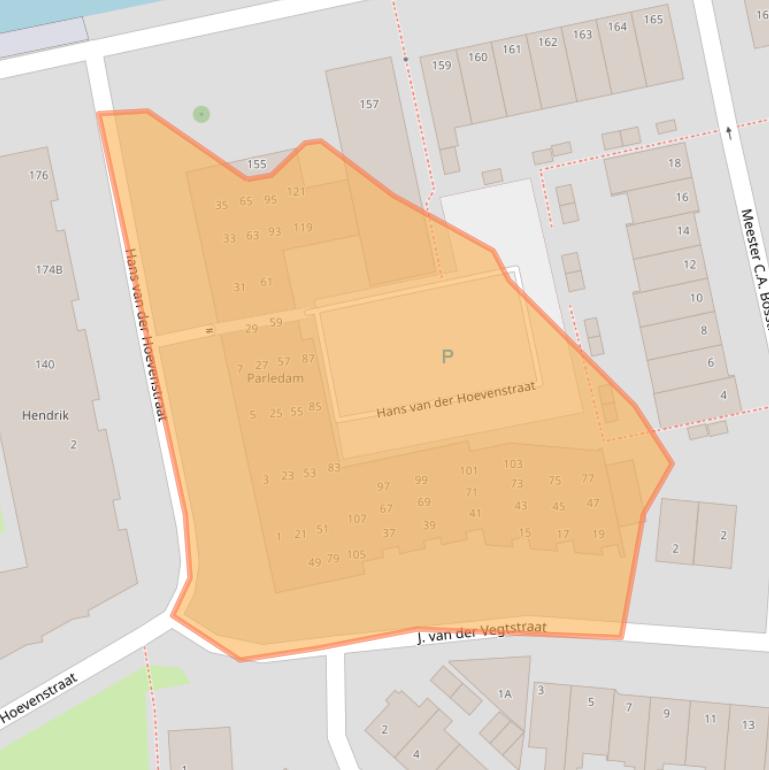 Kaart van postcodegebied 2225TX.