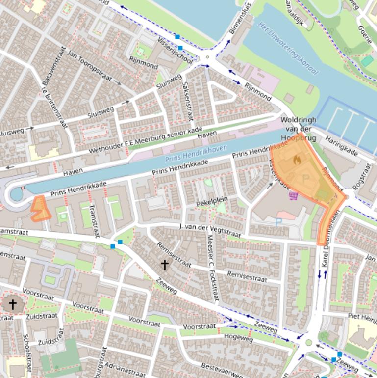 Kaart van postcodegebied 2225TZ.