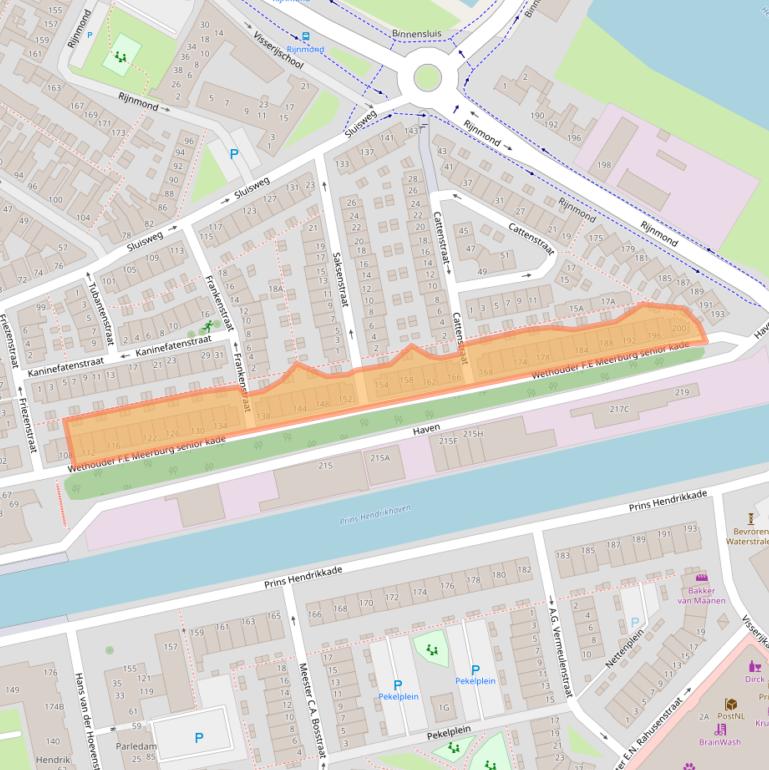 Kaart van postcodegebied 2225VE.