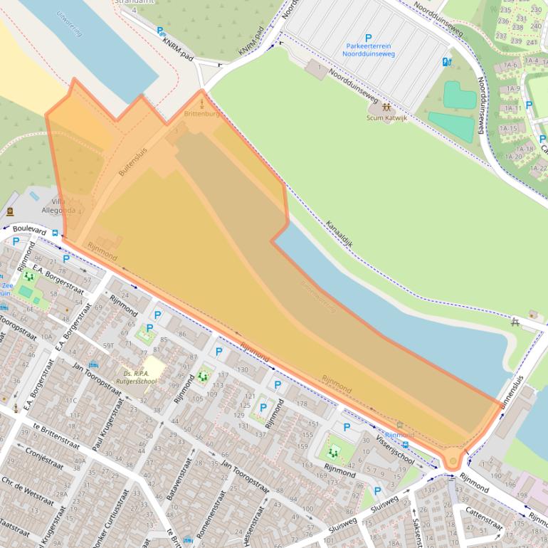 Kaart van postcodegebied 2225WD.